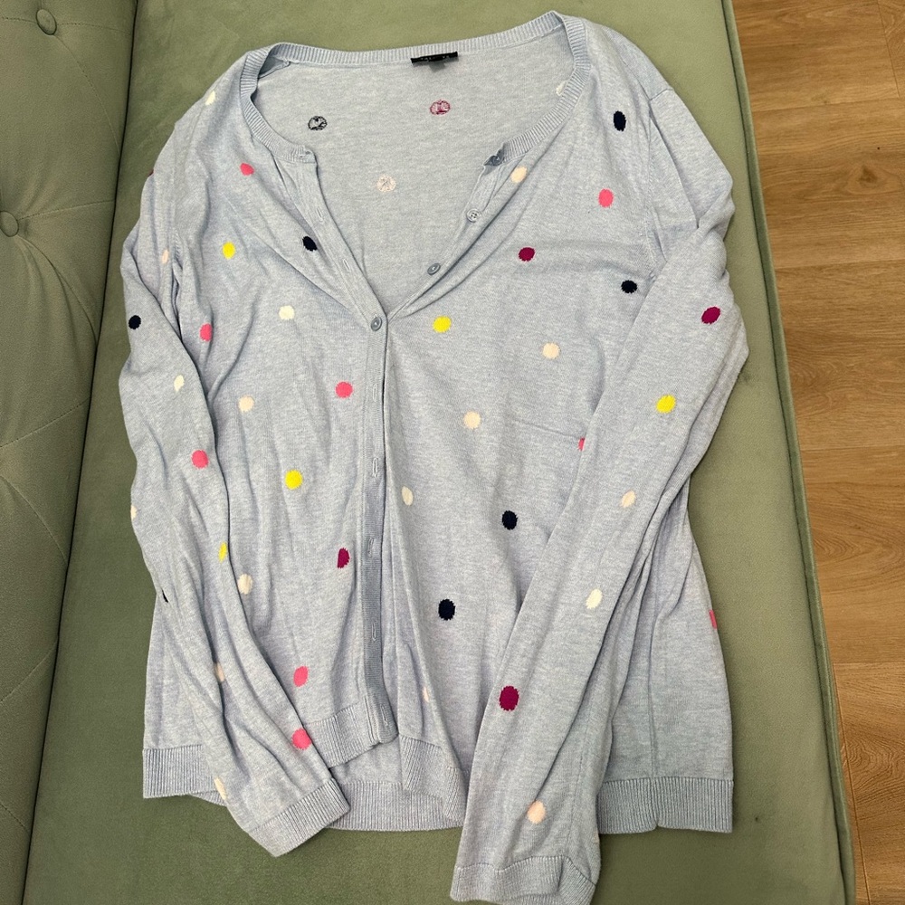 Talbots cotton blend Polka Dot Cardigan size medium
